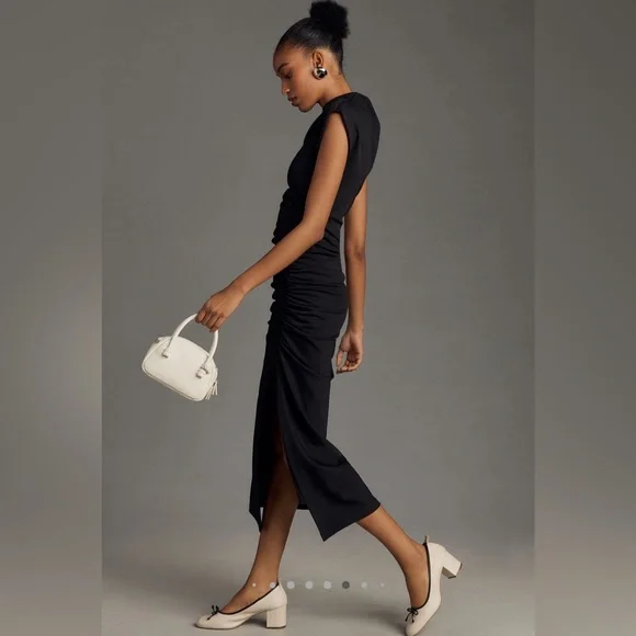 NWT, the Maya Ruched Cowl-neck dress - black, Small petite, Anthropologie - Picture 5 of 14